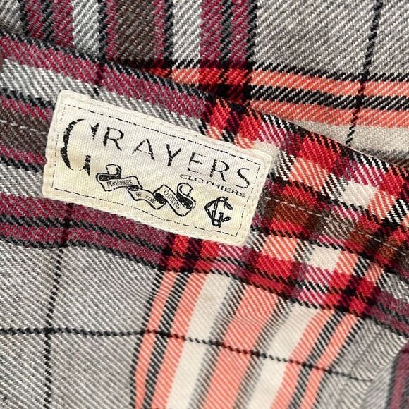 Grayers Mens Button Down Shirt Long Sleeve Plaid Heavy Weight Large Red Gray - Picture 4 of 8